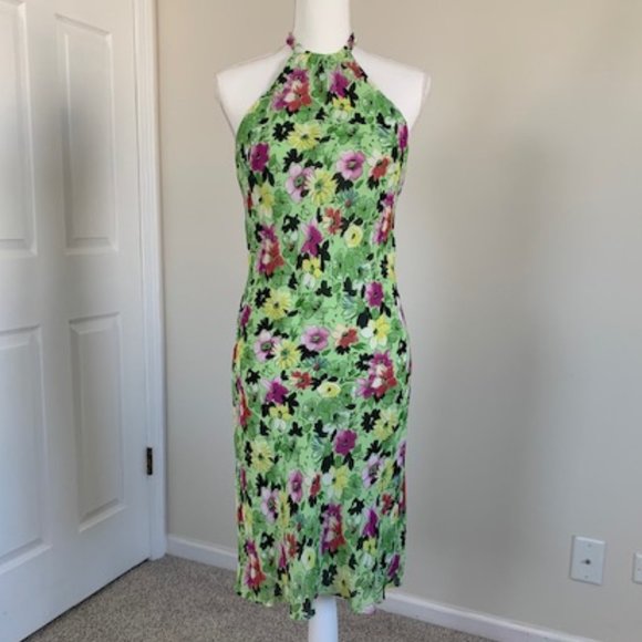 Lily Green Multicolor Floral Halter Dress - Picture 1 of 10